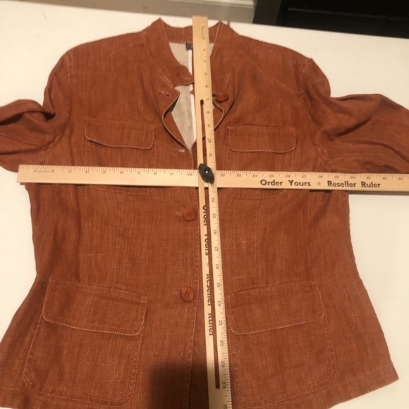 KENNETH COLE REACTION size 14 rusty orange linen mandarin color pockets - Picture 6 of 16